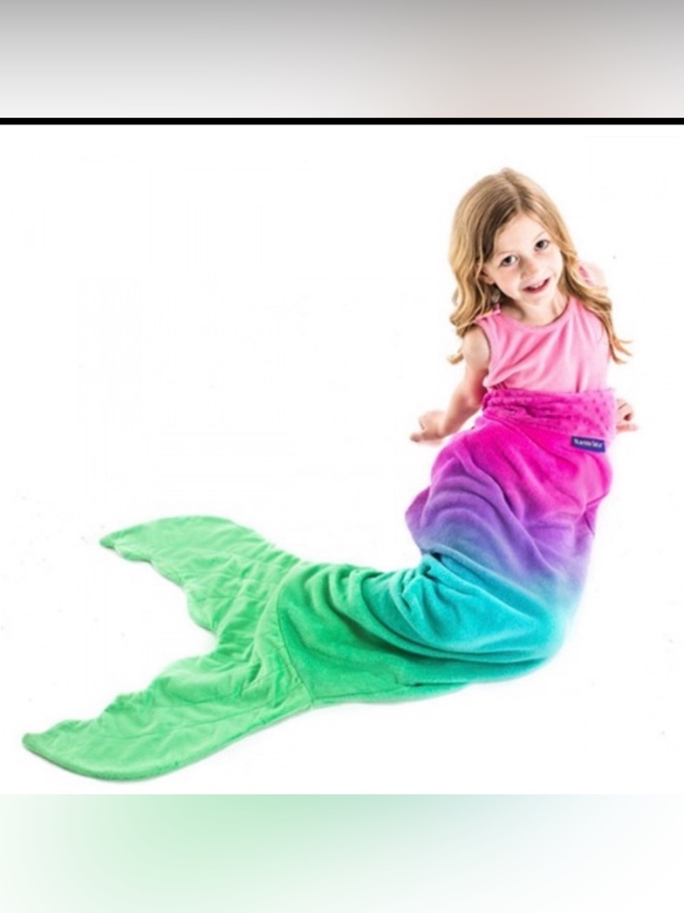 Blanketail Mermaid Tail Plush Blanket 54” Rainbow Pastel Pink Blue Cozy Soft